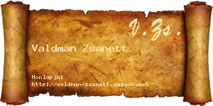 Valdman Zsanett névjegykártya